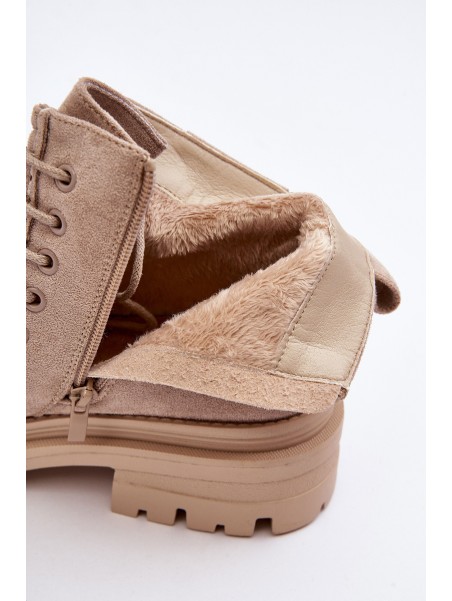 Women's Trapper Boots with Zip Beige Apolosi