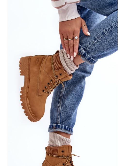 Women's Quilted Trapper Boots Camel Cross Jeans MM2R4011C