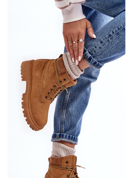 Women's Quilted Trapper Boots Camel Cross Jeans MM2R4011C