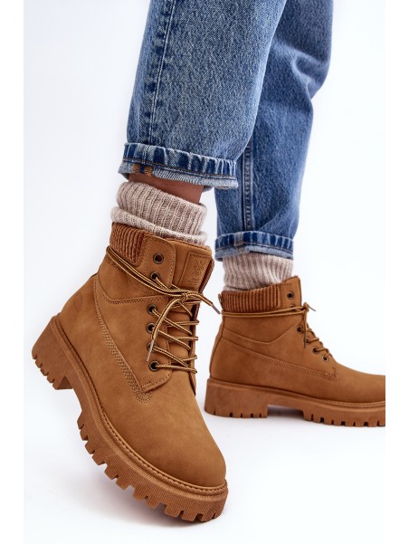 Women's Quilted Trapper Boots Camel Cross Jeans MM2R4011C