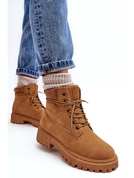 Women's Quilted Trapper Boots Camel Cross Jeans MM2R4011C