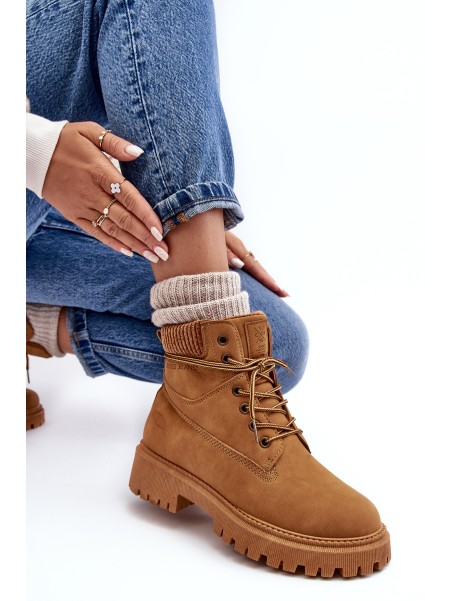 Women's Quilted Trapper Boots Camel Cross Jeans MM2R4011C