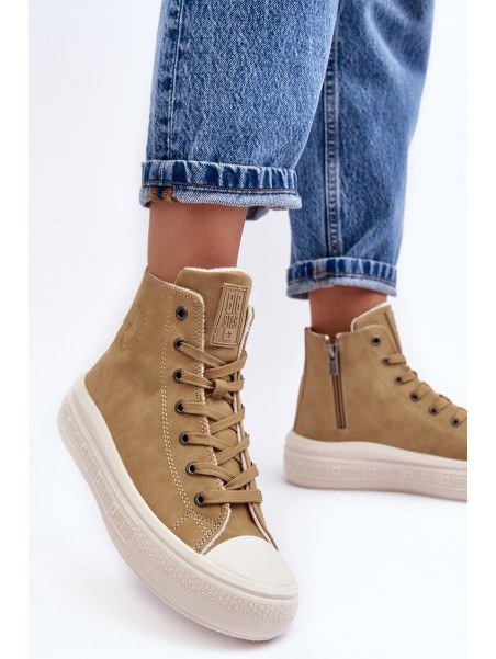 Women's Zip-Up Insulated Sneakers Camel Big Star MM274026