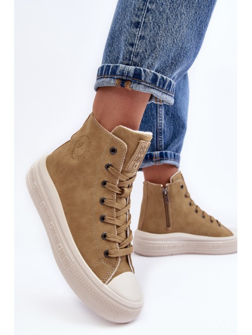 Women's Zip-Up Insulated Sneakers Camel Big Star MM274026