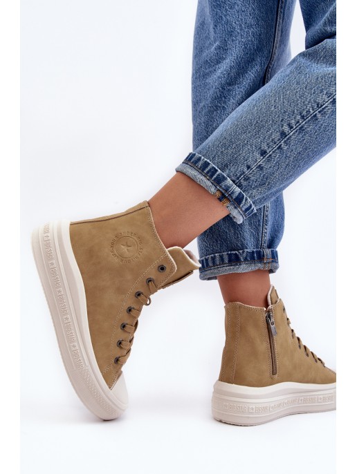 Women's Zip-Up Insulated Sneakers Camel Big Star MM274026