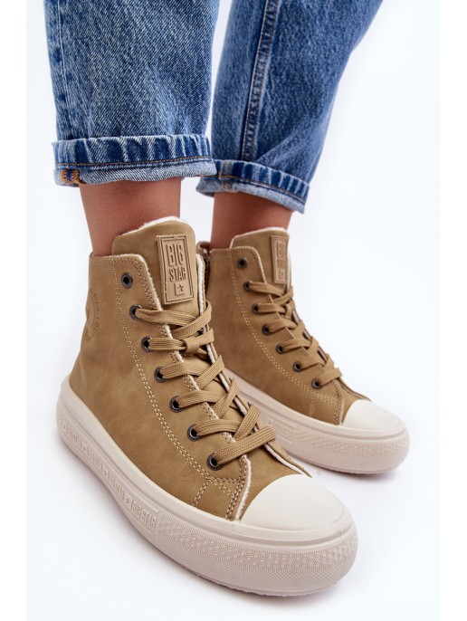 Women's Zip-Up Insulated Sneakers Camel Big Star MM274026