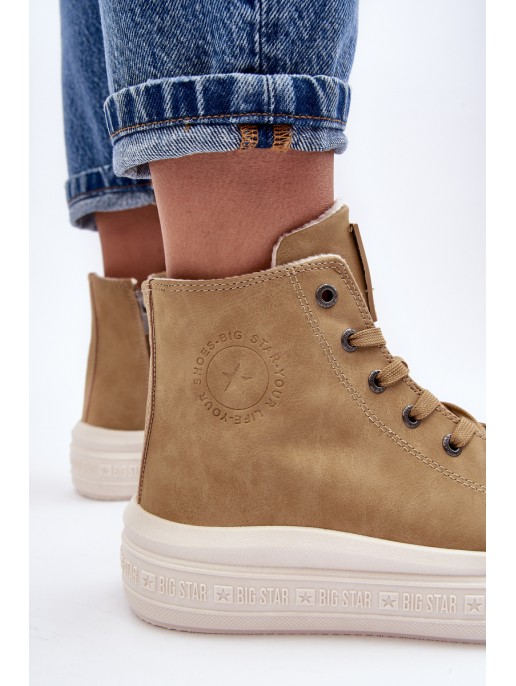 Women's Zip-Up Insulated Sneakers Camel Big Star MM274026