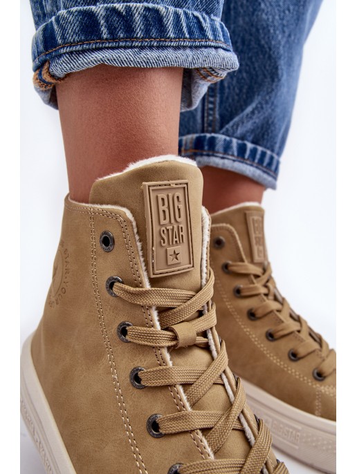 Women's Zip-Up Insulated Sneakers Camel Big Star MM274026