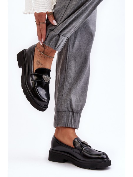 Women's Loafers Moccasins On A Flat Heel Black Venla