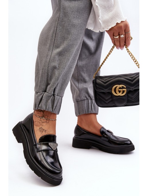 Women's Loafers Moccasins On A Flat Heel Black Venla