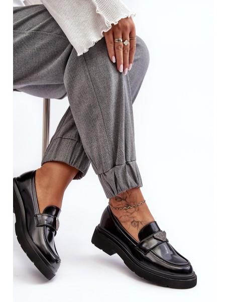 Women's Loafers Moccasins On A Flat Heel Black Venla