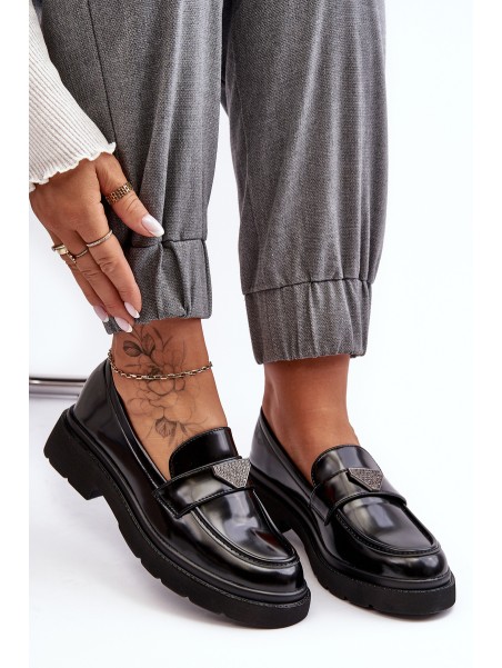 Women's Loafers Moccasins On A Flat Heel Black Venla