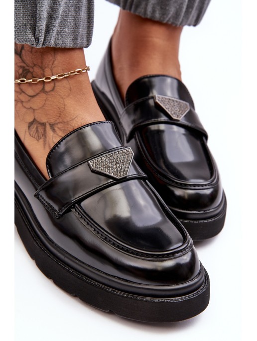 Women's Loafers Moccasins On A Flat Heel Black Venla