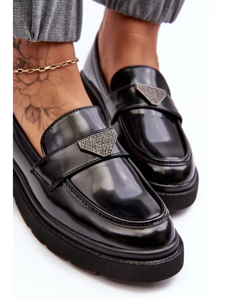 Women's Loafers Moccasins On A Flat Heel Black Venla