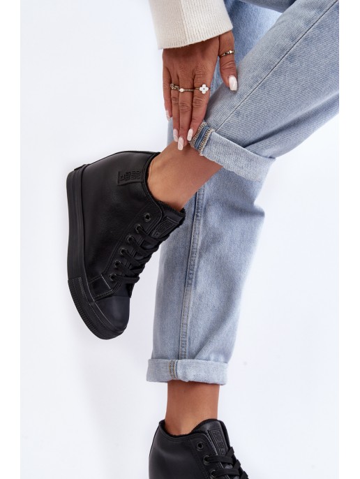 Women's Leather Sneakers On Wedge Big Star MM274001 Black