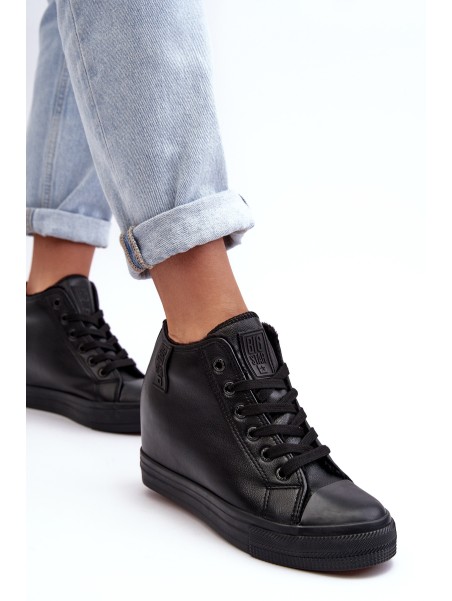 Women's Leather Sneakers On Wedge Big Star MM274001 Black