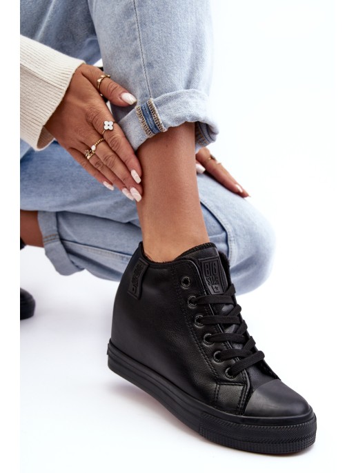 Women's Leather Sneakers On Wedge Big Star MM274001 Black