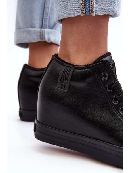 Women's Leather Sneakers On Wedge Big Star MM274001 Black