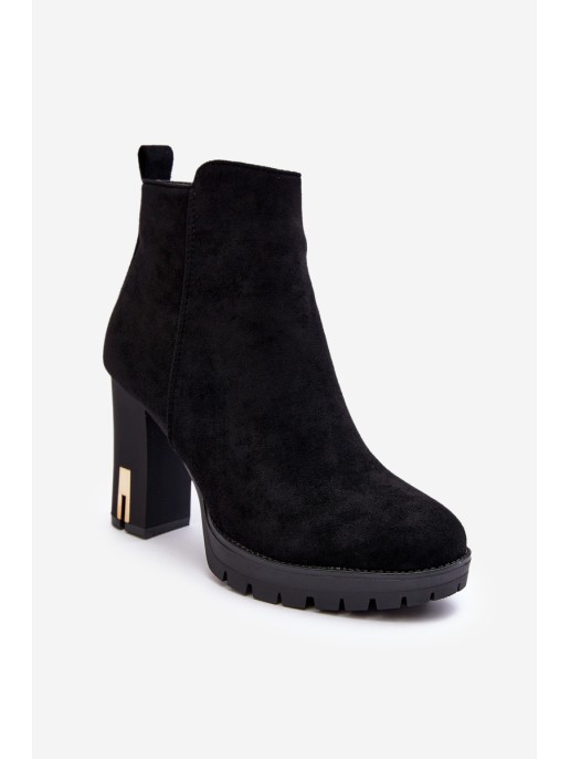 Classic Suede Boots Heels Black Amy