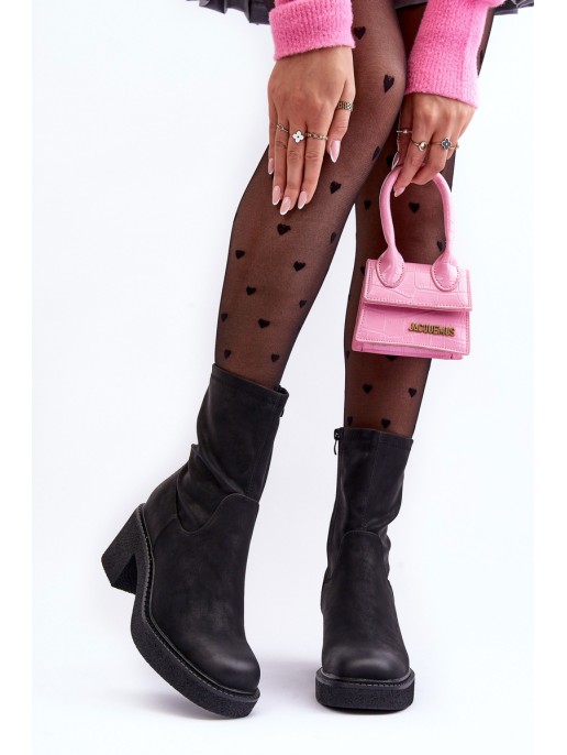 Women's Boots on Massive Heel Black Tozanna