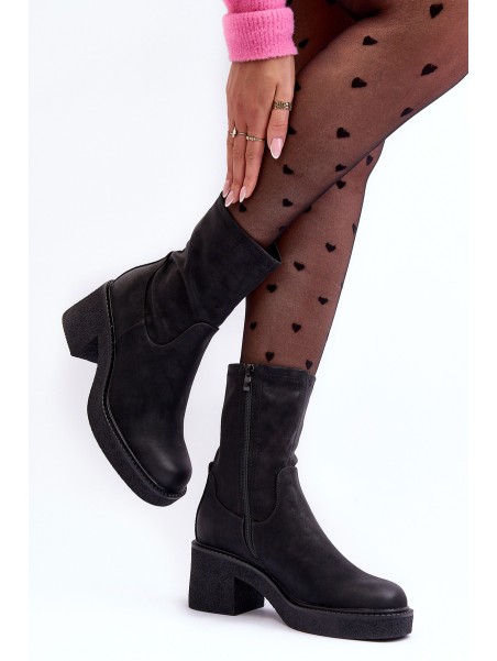 Women's Boots on Massive Heel Black Tozanna