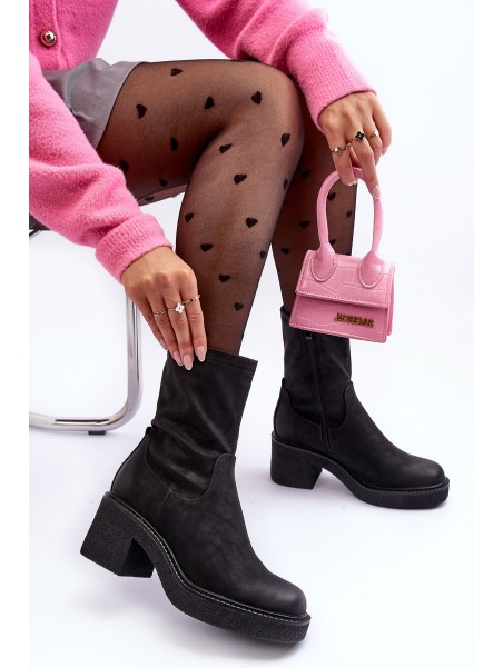 Women's Boots on Massive Heel Black Tozanna