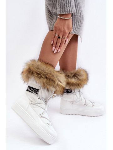 Women's Laced Snow Boots White Santero 2