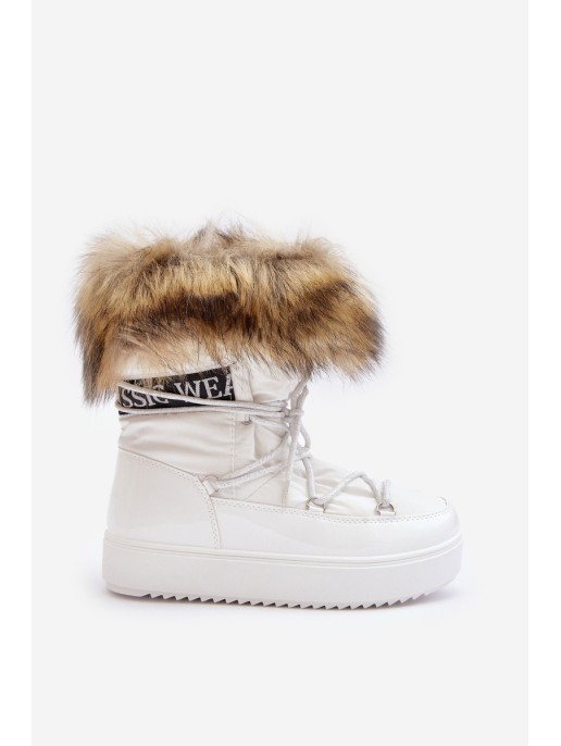 Women's Laced Snow Boots White Santero Women's Laced Snow Boots White Santero