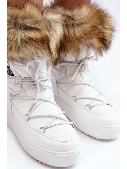 Women's Laced Snow Boots White Santero Women's Laced Snow Boots White Santero