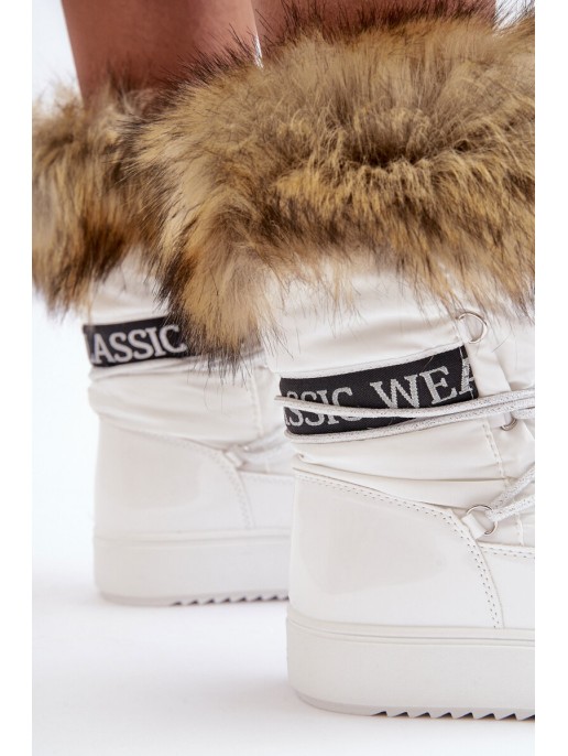 Women's Laced Snow Boots White Santero Women's Laced Snow Boots White Santero