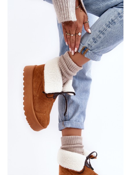 Women's Platform Snow Boots with Fur Camel Olimuka