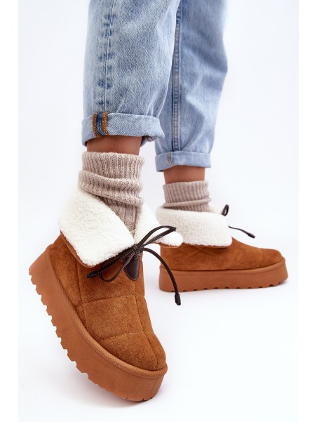 Women's Platform Snow Boots with Fur Camel Olimuka