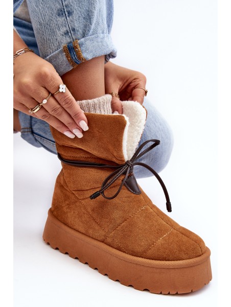 Women's Platform Snow Boots with Fur Camel Olimuka