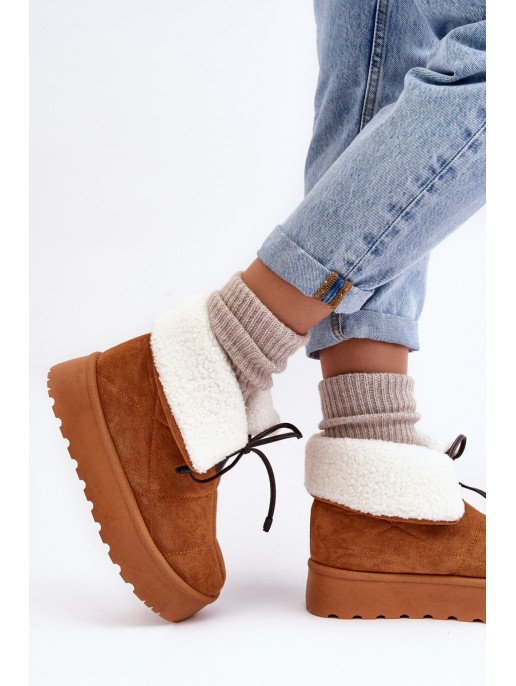 Women's Platform Snow Boots with Fur Camel Olimuka Women's Platform Snow Boots with Fur Camel Olimuka