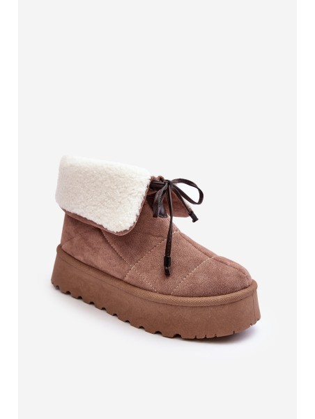 Women's Platform Snow Boots Beige Olimuka