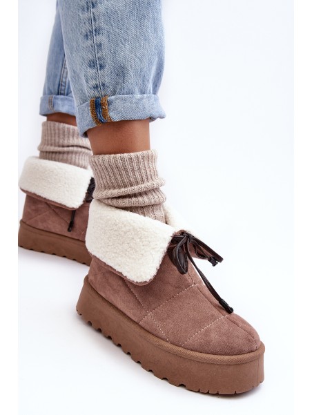 Women's Platform Snow Boots Beige Olimuka