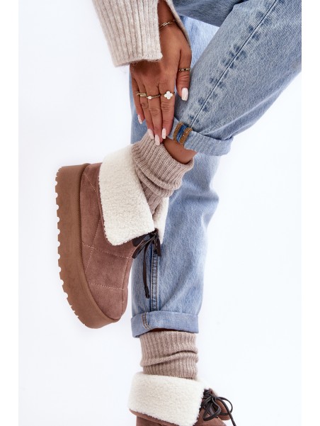 Women's Platform Snow Boots Beige Olimuka