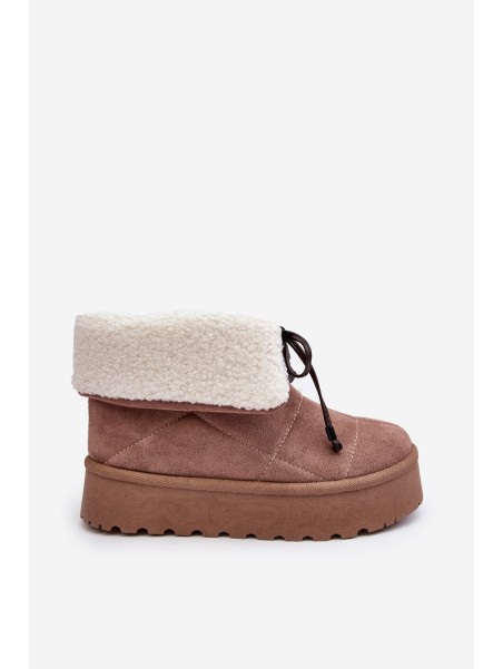 Women's Platform Snow Boots Beige Olimuka