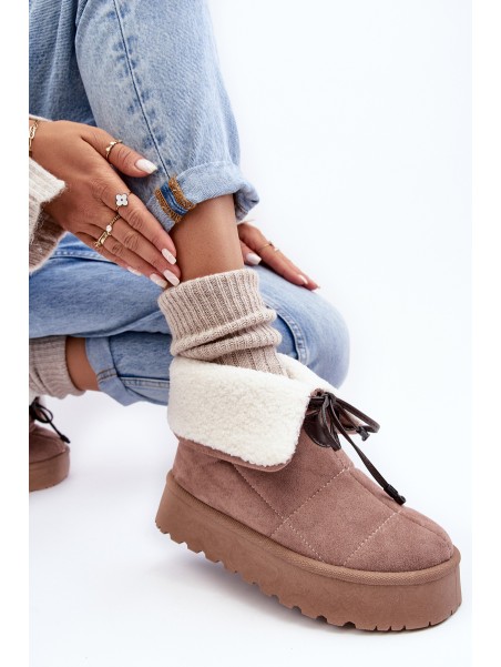 Women's Platform Snow Boots Beige Olimuka