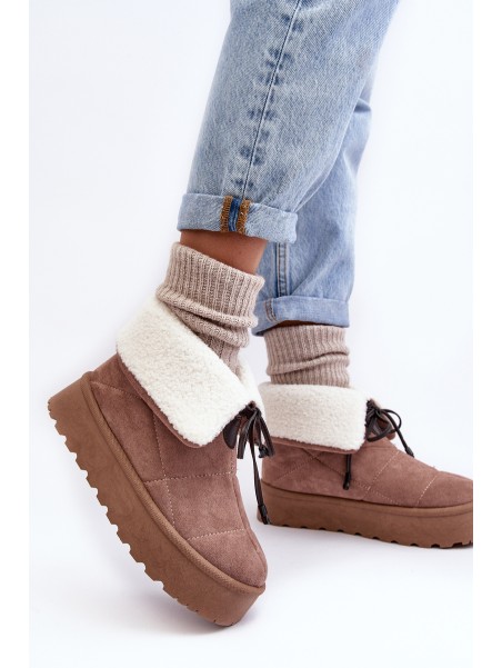 Women's Platform Snow Boots Beige Olimuka