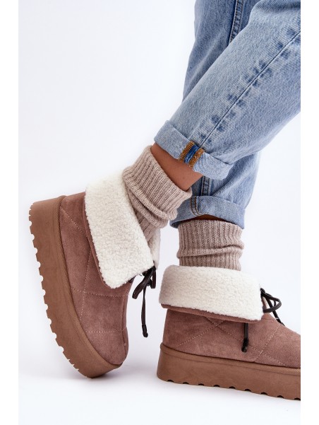 Women's Platform Snow Boots Beige Olimuka