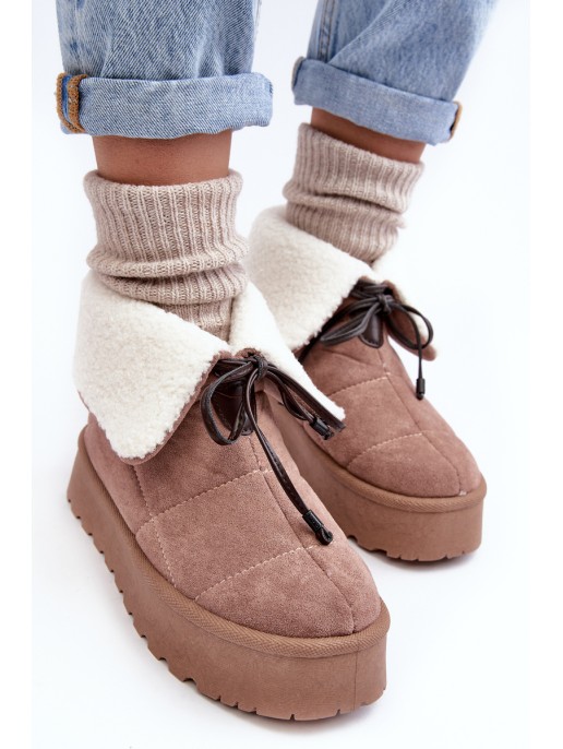 Women's Platform Snow Boots Beige Olimuka Women's Platform Snow Boots Beige Olimuka