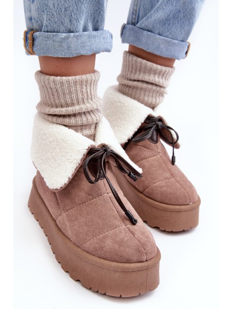 Women's Platform Snow Boots Beige Olimuka