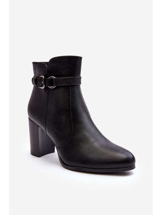 Women's Heeled Boots With Ornament Black Janeya