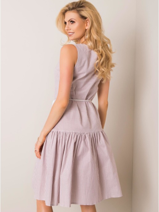 Suknelė-LK-SK-508215.30P-balta-smėlio spalvos