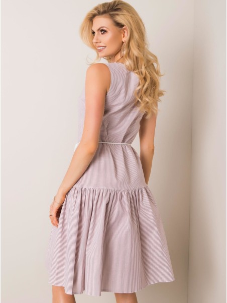 Suknelė-LK-SK-508215.30P-balta-smėlio spalvos