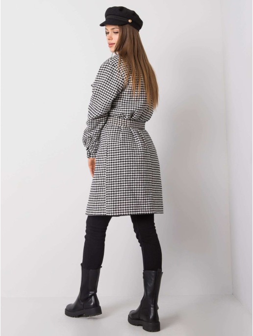 Płaszcz-LK-PL-508342.98P-biało-czarny Płaszcz-LK-PL-508342.98P-biało-czarny