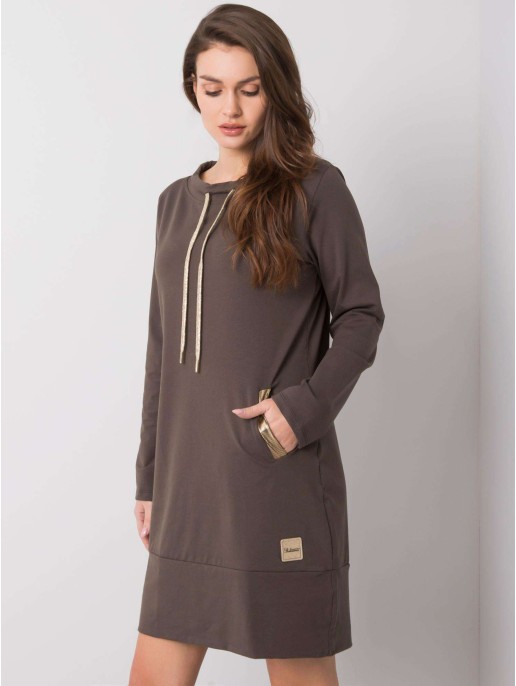 Sukienka-RV-SK-6067.15X-ciemny khaki Sukienka-RV-SK-6067.15X-ciemny khaki