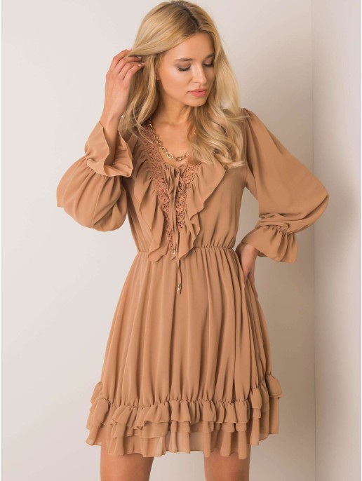Suknelė-TW-SK-BI-0761.92-camelowy Suknelė-TW-SK-BI-0761.92-camelowy