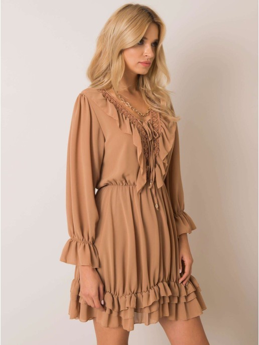 Suknelė-TW-SK-BI-0761.92-camelowy Suknelė-TW-SK-BI-0761.92-camelowy